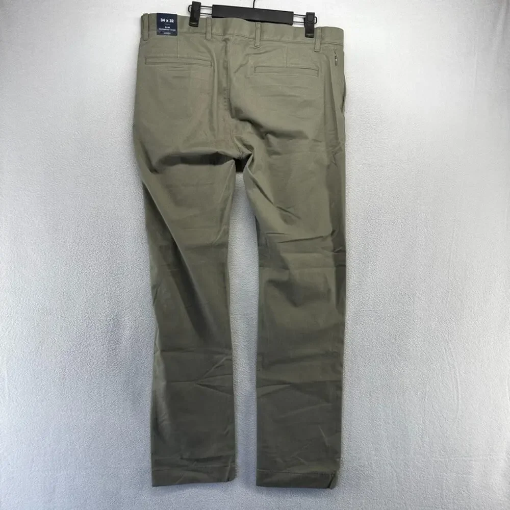 J Crew Pants men's 34x32 Green Chino Tru Temp Stretch Casual Business Office NEW